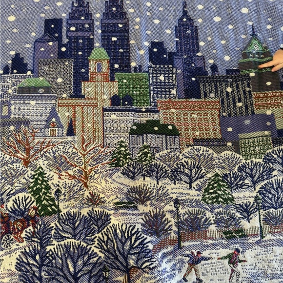 Chatham Christmas Blanket Throw Collectible 58x48” City Skyscrapers Snow Horse - Picture 3 of 8